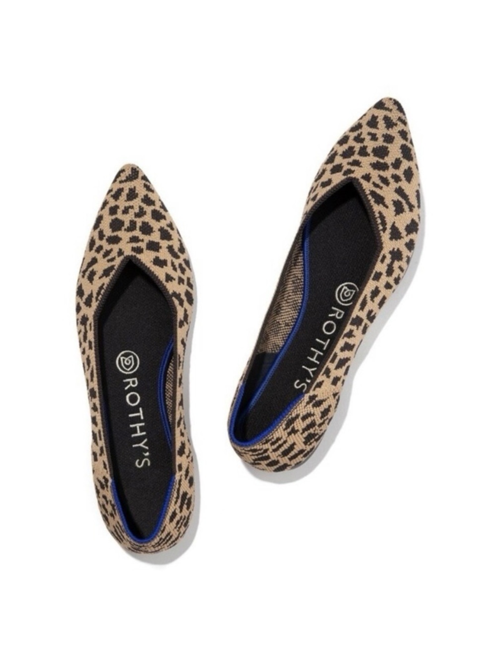 Rothy's Women Leopard Animal Print The Pointed Toe Woven Ballet Flats Size 9